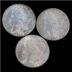 Three $1 Morgan Silver Dollar Coins 1891, 1898, 1921