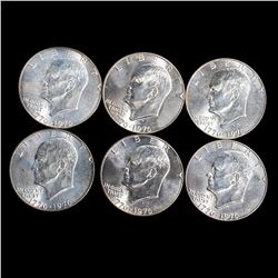 Six Eisenhower Silver Dollars (1776-1976)