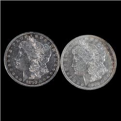 Two 1879 $1 Morgan Silver Dollar Coins