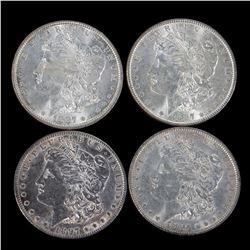 Four $1 Morgan Silver Dollar Coins (2) 1887, (2) 1897