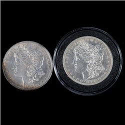 Two 1883 $1 Morgan Silver Dollar Coins