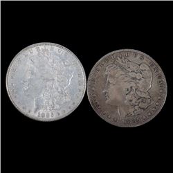 Two 1885 $1 Morgan Silver Dollar Coins