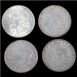 Four 1921 $1 Morgan Silver Dollar Coins