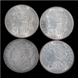 Four 1921 $1 Morgan Silver Dollar Coins