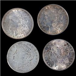 Four 1921 $1 Morgan Silver Dollar Coins