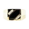 Image 2 : 0.18 ctw Diamond and Onyx Mens' Ring - 14KT Yellow Gold