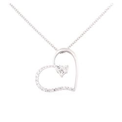 0.60 ctw Diamond Heart Pendant with Chain - 18KT White Gold