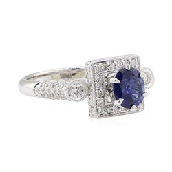 2.09 ctw Sapphire and Diamond Ring - 18KT White Gold