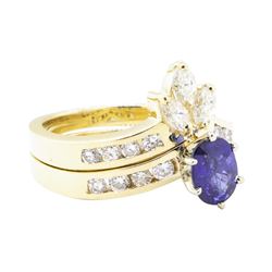 1.73 ctw Sapphire And Diamond Ring And Band - 14KT Yellow Gold