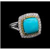 Image 1 : 14KT White Gold 4.02 ctw Turquoise and Diamond Ring