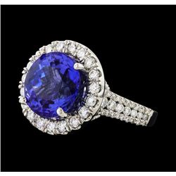 GIA Cert 8.56 ctw Tanzanite and Diamond Ring - 14KT White Gold