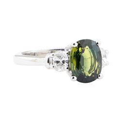 3.33 ctw Green Tourmaline And Diamond Ring - Platinum