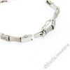 Image 7 : 14kt White Gold 1.20 ctw Round Diamond Cluster and Brushed Link Tennis Bracelet