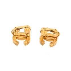 Chanel Vintage Gold Rhinestone CC Clip On Earrings