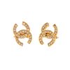 Image 2 : Chanel Vintage Gold Rhinestone CC Clip On Earrings