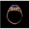 Image 4 : 3.11 ctw Tanzanite and Diamond Ring - 14KT Rose Gold