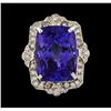Image 2 : 31.60 ctw Tanzanite and Diamond Ring - 14KT White Gold