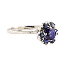 0.67 ctw Blue Sapphire Ring - 14KT White Gold