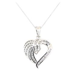 0.85 ctw Diamond Heart Shaped Pendant with Chain - 14KT White Gold