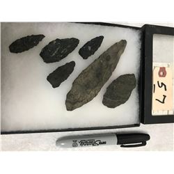 Frame of (6) Flint Artifacts