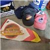 Image 2 : Vancouver Canucks waste bin with banner and canucks collectibles with box of jerseys and mini goalie