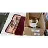 Image 1 : BRASS BIRDS AND BONE HANDLE CARVING SET