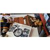 Image 2 : CHALKWARE BILLIARDS FIGURE, TEAK BOARD, HARLEY DAVIDSON HARDCOVER BOOK AND CANUCKS BEAR