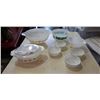 Image 1 : PYREX MIXING BOWLS, BAKING DISH AND 4 SMALL PYREX BOWLS