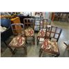 Image 2 : SET OF 4 ANTIQUE QUARTER SAWN OAK DINING CHAIRS REUPHOLSTERED SEATS