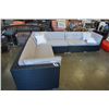 Image 2 : BRAND NEW PREMIUM OUTDOOR GIANT L SECTIONAL AND COFFEE TABLE- RETAIL $2699 W/ LIGHT GREY CUSHIONS AN