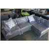 Image 2 : BRAND NEW 4 PIECE PREMIUM OUTDOOR MODERN GREY RATTAN MODULAR SECTIONAL SOFA RETAIL $1699 W/ DARK GRE