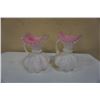 Image 8 : LOT OF PINK AND WHITE ART GLASS VASES AND BASKET