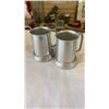 Image 2 : 4 VINTAGE RIVETED GLASS BOTTOM PEWTER STEINS