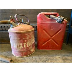 LOT OF 2 METAL FUEL CANS W/ NOZZLES