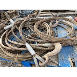 LOT OF 2 SKIDS CABLES - SOME TOW STYLE W/ HOOKS