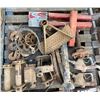 Image 1 : SKID LOT W/ STRAP RATCHETS, FUEL NOZZLES, HOOKS, ETC.