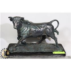 GREEN BRONZE BULL STATUE