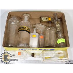 FLAT OF ANTIQUE MEDICINE BOTTLES