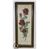 Image 1 : VINTAGE EMBROIDERED ROSE FRAMED ART