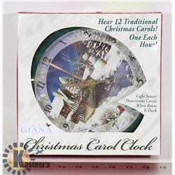 CHRISTMAS CAROL CLOCK, HEAR 12 TRADITIONAL