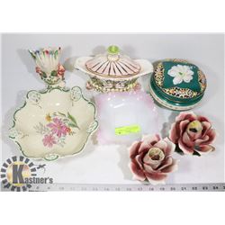 ANTIQUE RETICULATED DISHES AND RUFFLED MILK