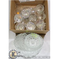 DESSERT BOWL AND DISHES/CARNIVAL GLASS CUPS ETC