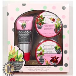 NEW 3PC VANILLA POMEGRANATE BATH COLLECTION