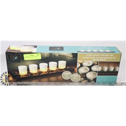 NEW WHITE GLASS CANDLE SET