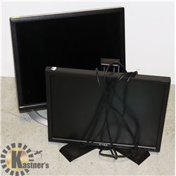 LOT OF TWO DELL 19" COMPUTER MONITORS