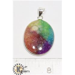 #106-RAINBOW SOLA QUARTZ PENDANT