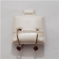 SILVER GARNET 3.5MM  EARRINGS