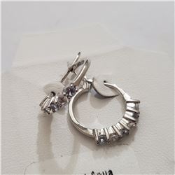 SILVER CREATED AQUAMARINE EARRINGS