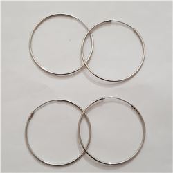 SILVER 2 PAIR HOOP EARRINGS