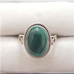 SILVER MALACHITE RING (~SIZE 8)